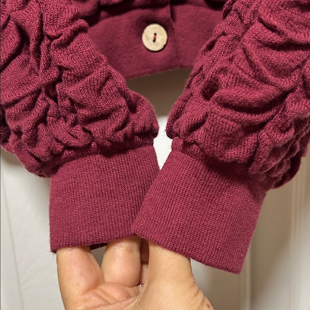 Free People Beach Burgundy Red Textured Knit Cardigan Jacket - Size X-Small - Picture 7 of 9